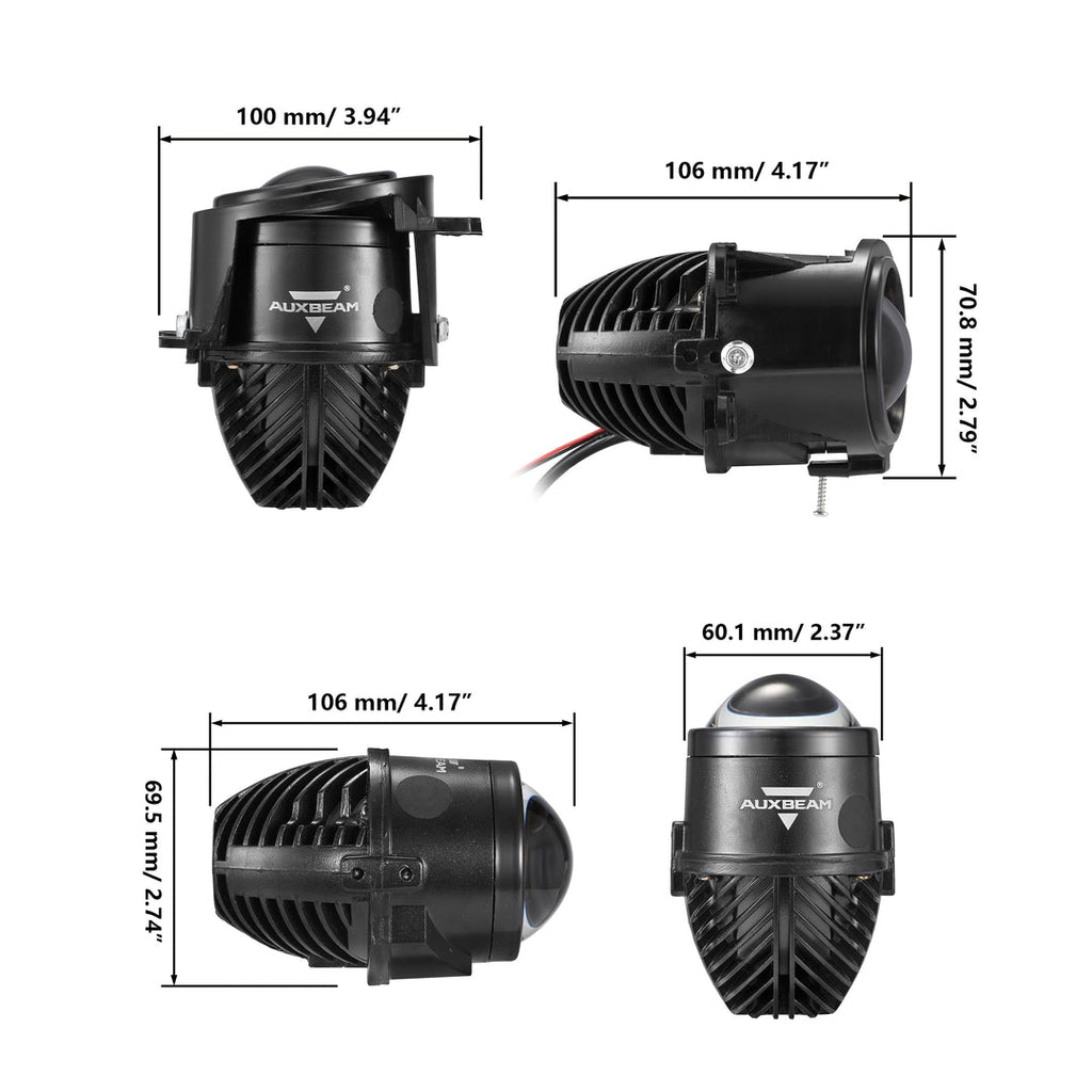 2 Inch 70W Bi-LED Projector Lens Fog Light 6000K Blue Film Lens