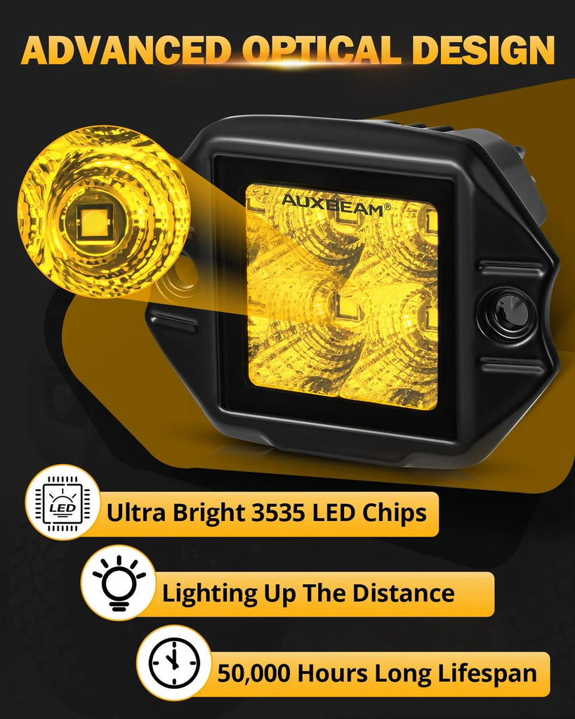 3.5 Inch 40W Flush Mount Amber LED POD Light