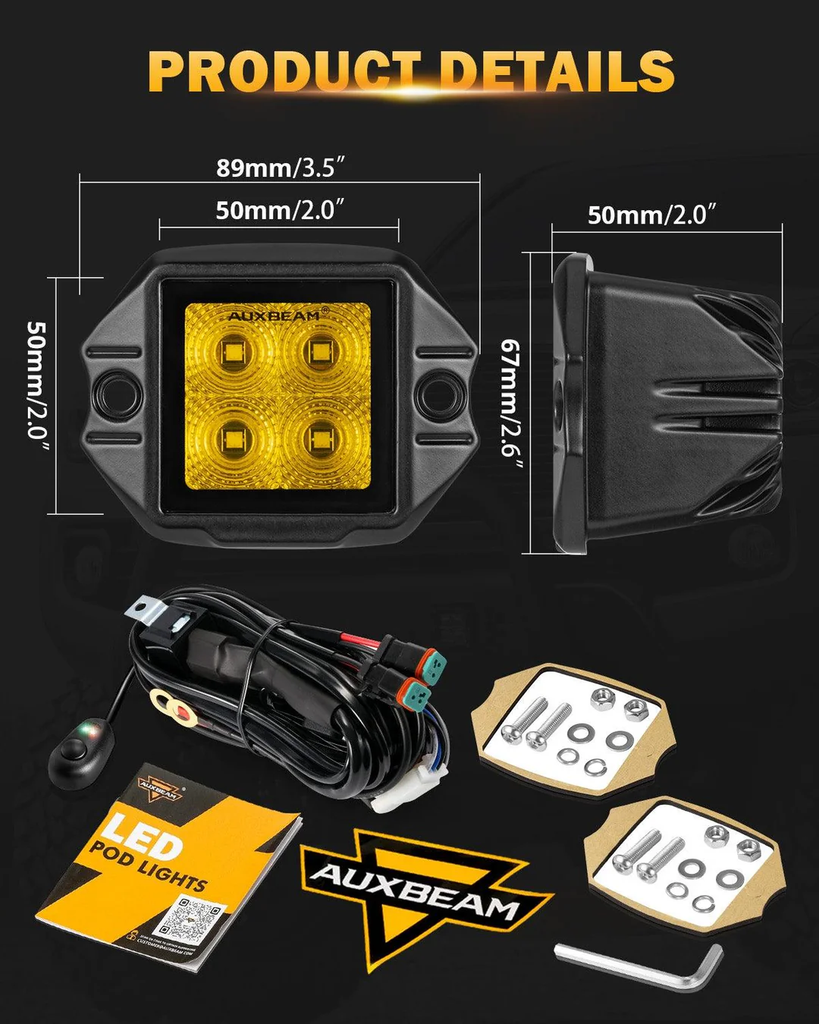 3.5 Inch 40W Flush Mount Amber LED POD Light