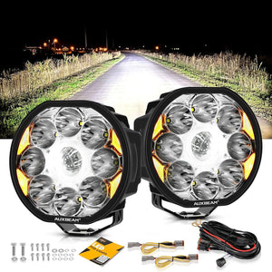 360-Ultra Series 6 Inch 132W Led Spot Driving Light Off Road Lights | White DRL & Amber Light