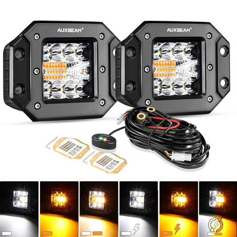 3 Inch 72 Watt 6 Modes White & Amber Sqaure POD Lights
