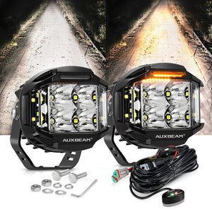 4 inch 92W 8960 LM Side Shooter LED Pod Lights With Amber DRL