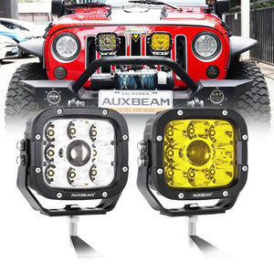 5 Inch 110W White&Amber LED Pod Lights With Additional Amber Covers - AUXBEAM INDIA
