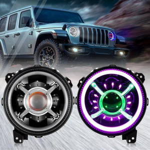 9 Inch RGB Headlights Replacement Bluetooth Control W/DRL - AUXBEAM INDIA