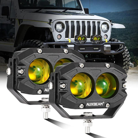 4 Inch 30W Square LED 3000K Spot/Flood Beam Amber LED Pod Lights - AUXBEAM INDIA