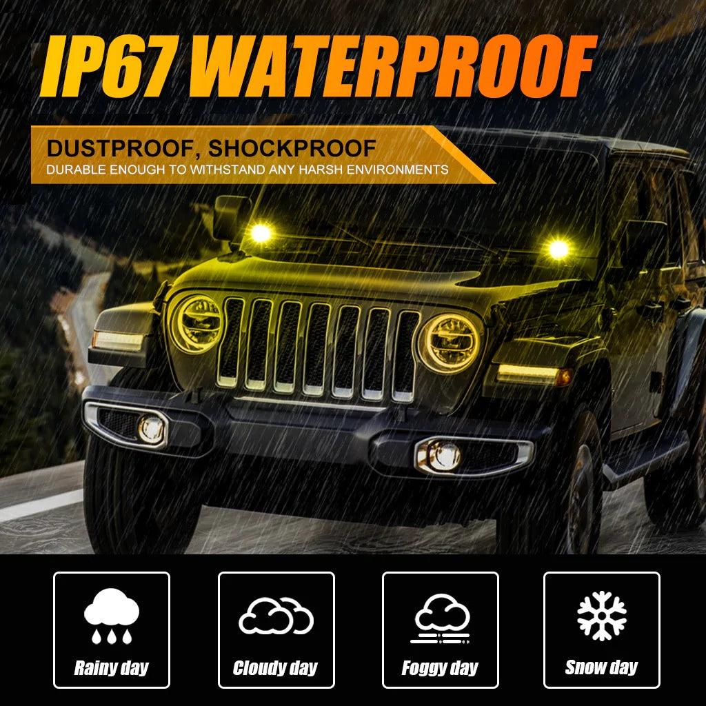 4 Inch 30W Square LED 3000K Spot/Flood Beam Amber LED Pod Lights - AUXBEAM INDIA
