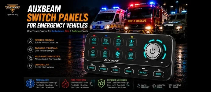 Auxbeam Switch Panels for Ambulance, Fire Fighter and Defence Vehicles
