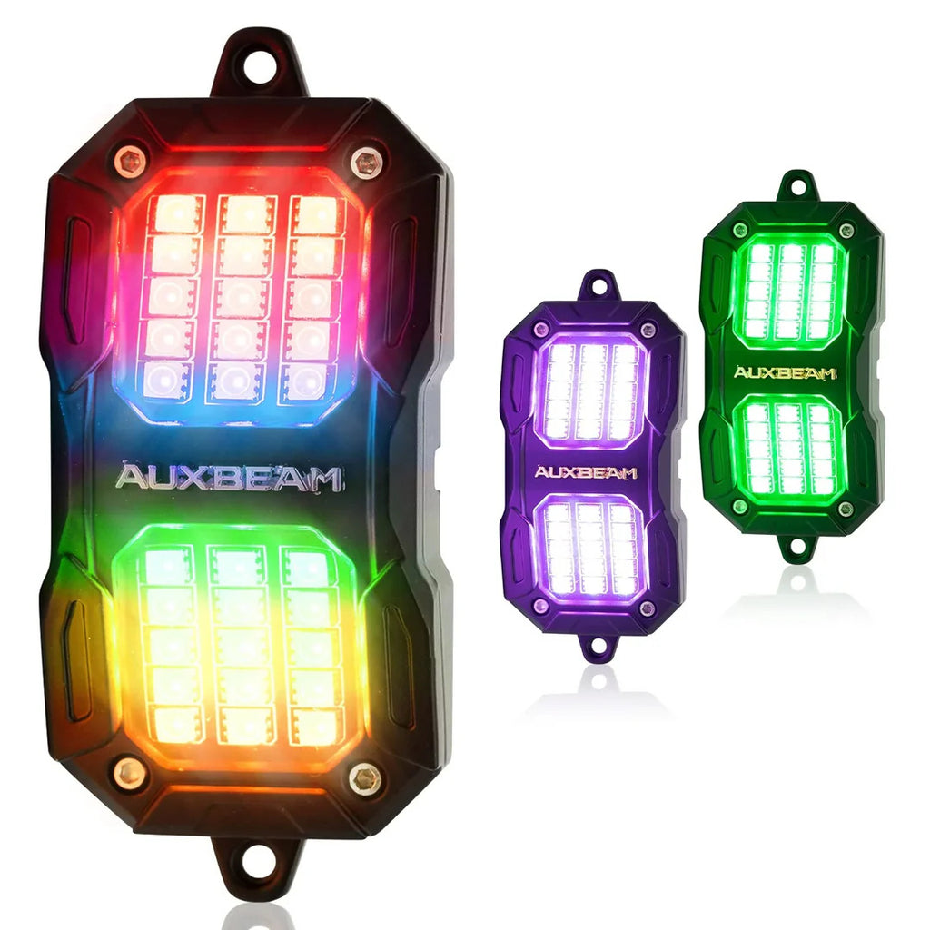 NEW VIBRANT SERIES | Upgraded RGB LED Rock Lights Kit Multicolor Neon Underglow Lights with Bluetooth APP & Remote Control