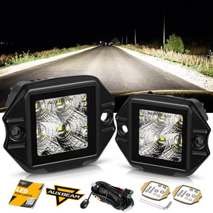3.5 Inch 40W Flush Mount LED Pod Light White Flood Off Road Lights