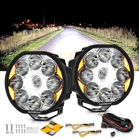 360-Ultra Series 6 Inch 132W Led Spot Driving Light Off Road Lights | White DRL & Amber Light