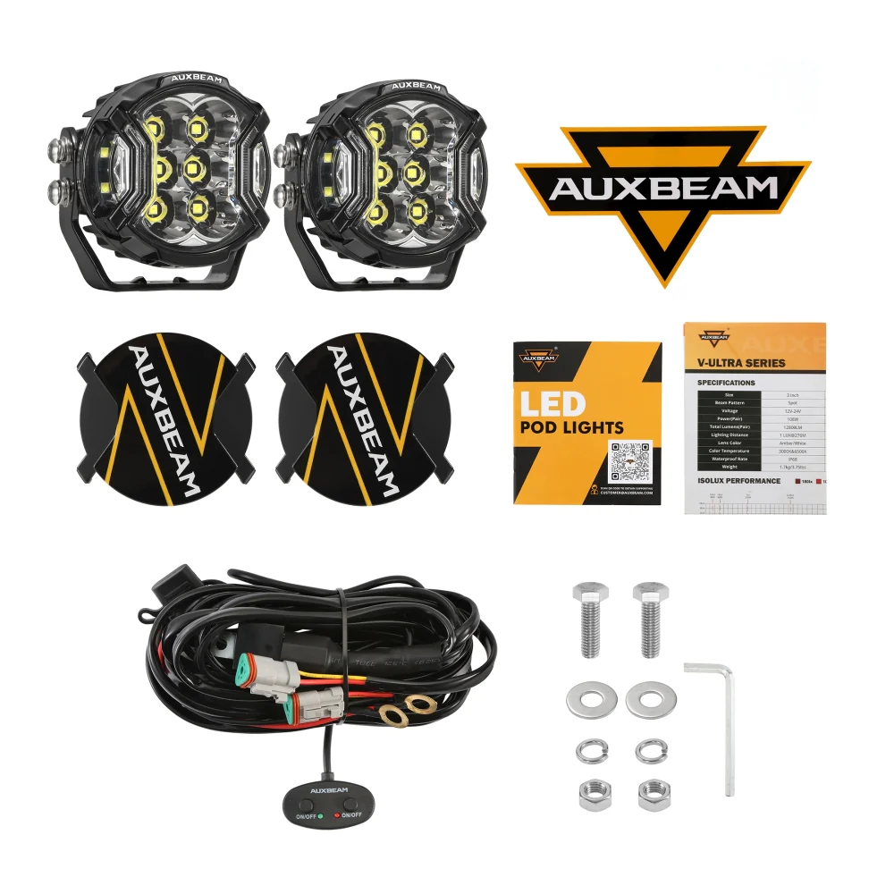 3 Inch 108W LED Side Shooter White & Amber POD Lights | V-Ultra Series