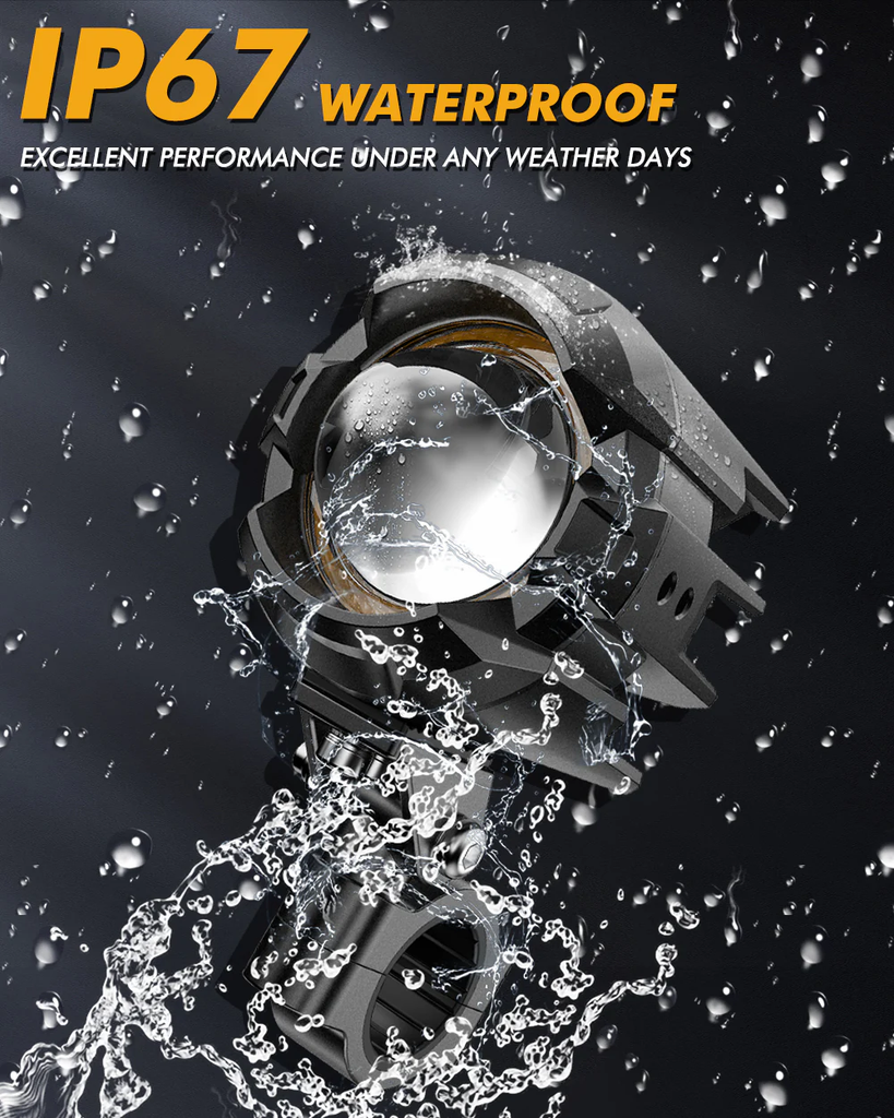 3 Inch Motorcycle Spotlight Bi-LED Projector Lens 120W Dual Color Switchback LED Work Light 3+5 Light Modes [MT8S]