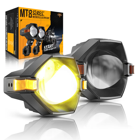 3 Inch Motorcycle Spotlight Bi-LED Projector Lens 120W Dual Color Switchback 3+5 Light Modes [MT8}