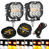 3 Inch 96W 9600 Lumens 6 Modes White&Amber Flashing LED Pod Lights