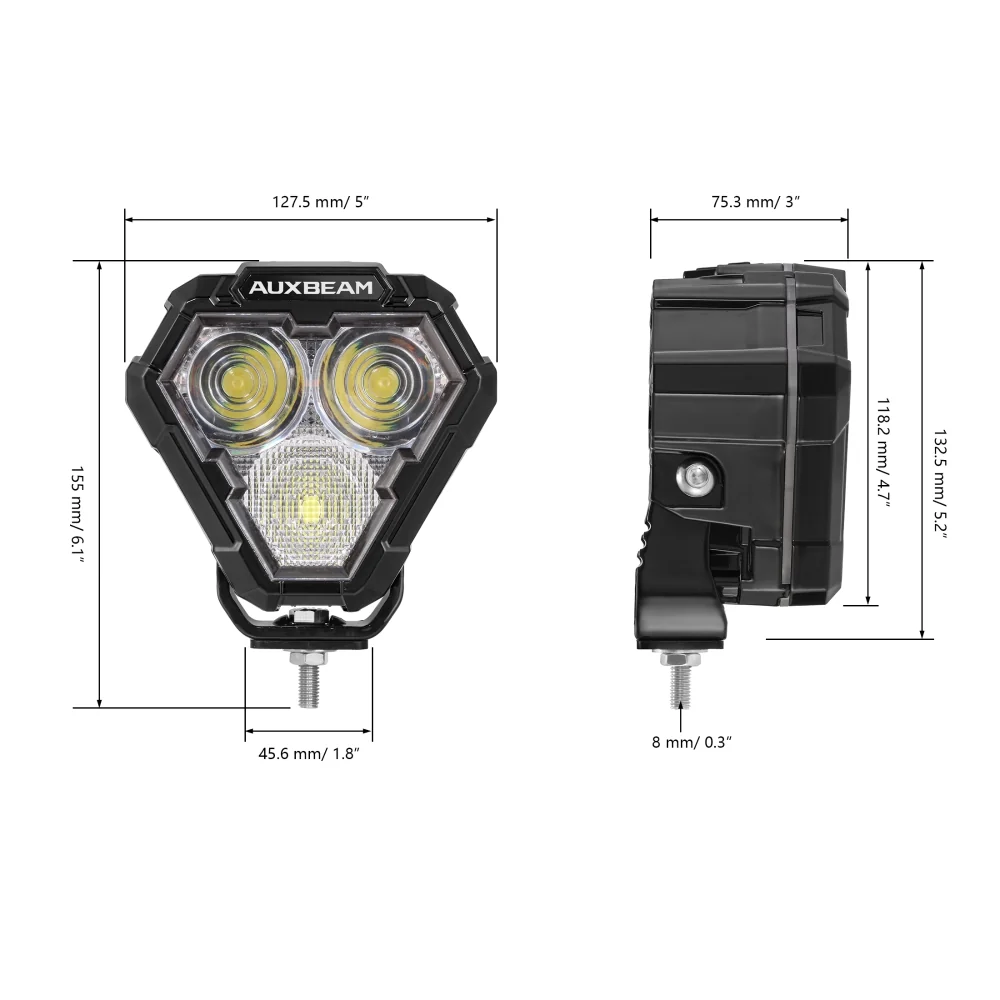 MASTER-T Series 5" Combo Beam Triangle Off-Road Lights with Amber Backlight