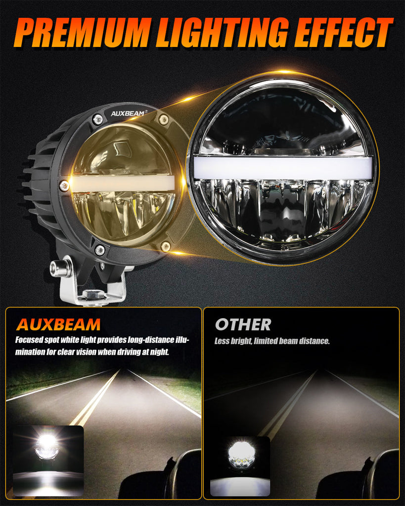 4 Inch 110W Round OFF Road LED Pod Lights Combo Beam With Additional Power Harness