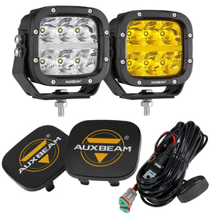 5 Inch 132W White/Amber LED Pods With Amber DRL For SUV Jeep