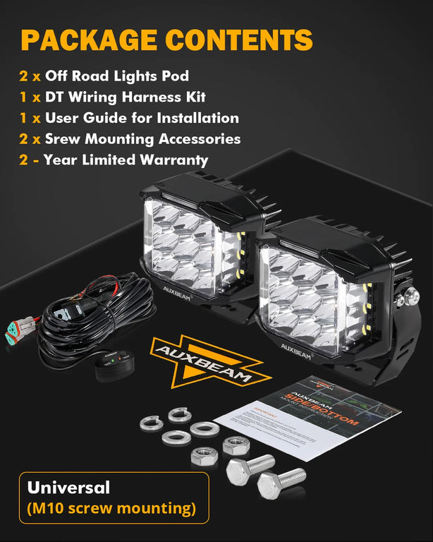 5 Inch 168W 16440LM Side Shooter LED Pod Lights With Amber DRL