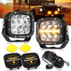 5 Inch 132W White/Amber LED Pods With Amber DRL For SUV Jeep