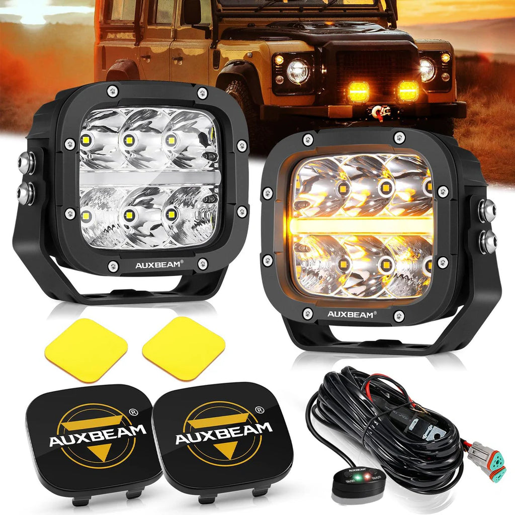 5 Inch 132W White/Amber LED Pods With Amber DRL For SUV Jeep