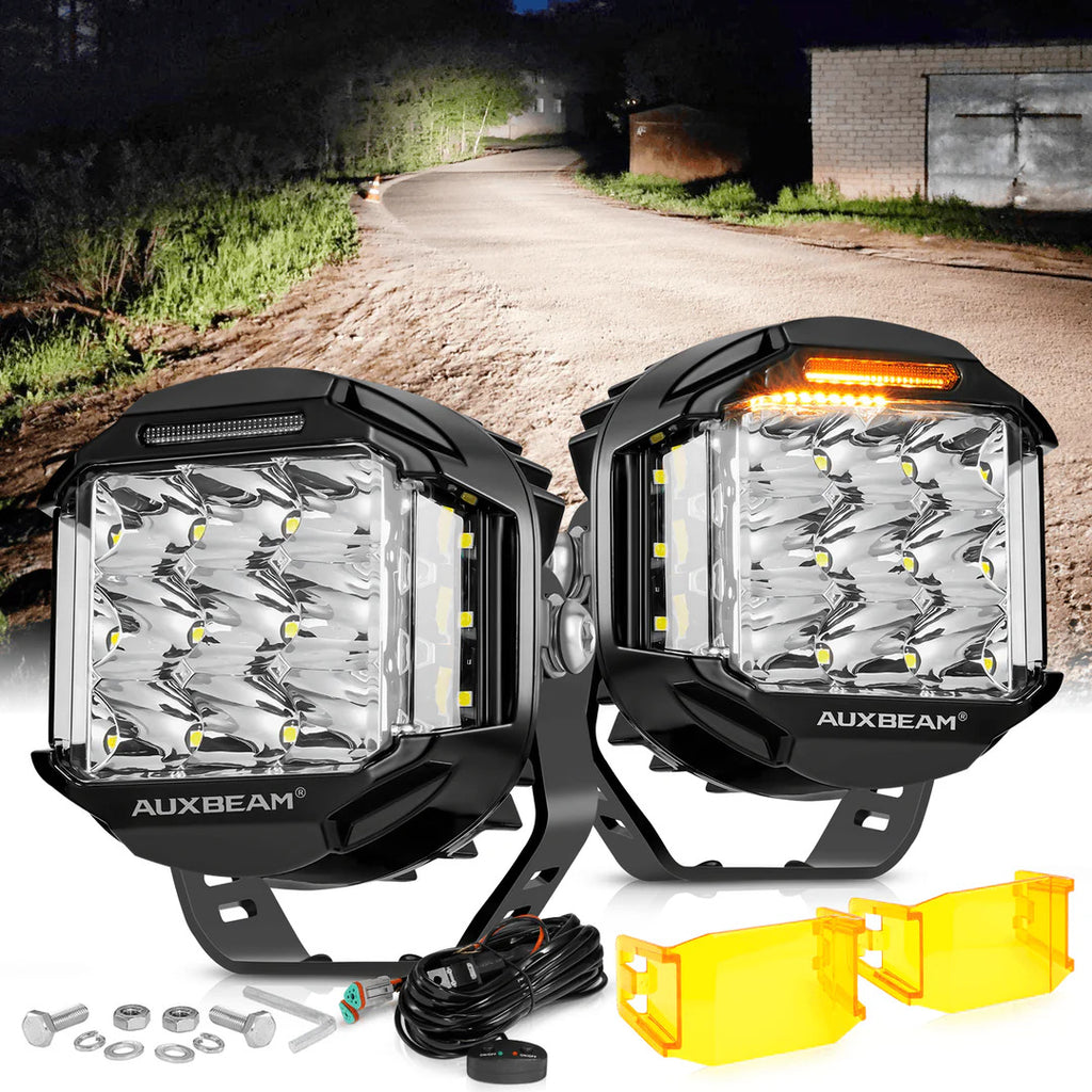 5 Inch 168W 16440LM Side Shooter LED Pod Lights With Amber DRL