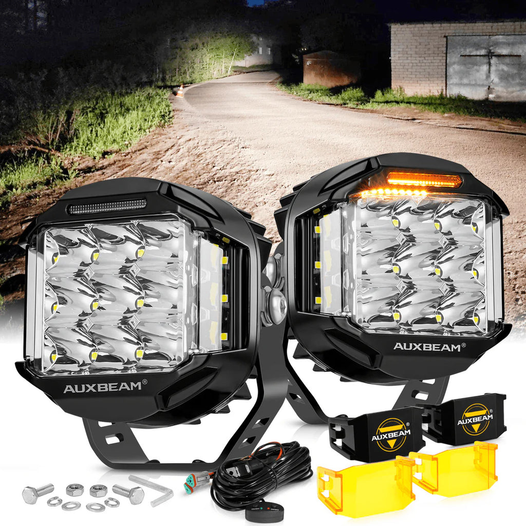 5 Inch 168W 16440LM Side Shooter LED Pod Lights With Amber DRL