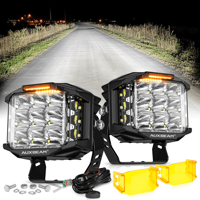 5 Inch 168W 16440LM Side Shooter LED Pod Lights With Amber DRL