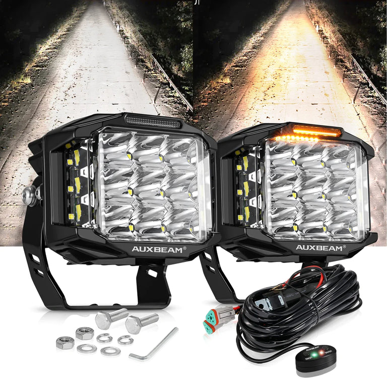 5 Inch 168W 16440LM Side Shooter LED Pod Lights With Amber DRL