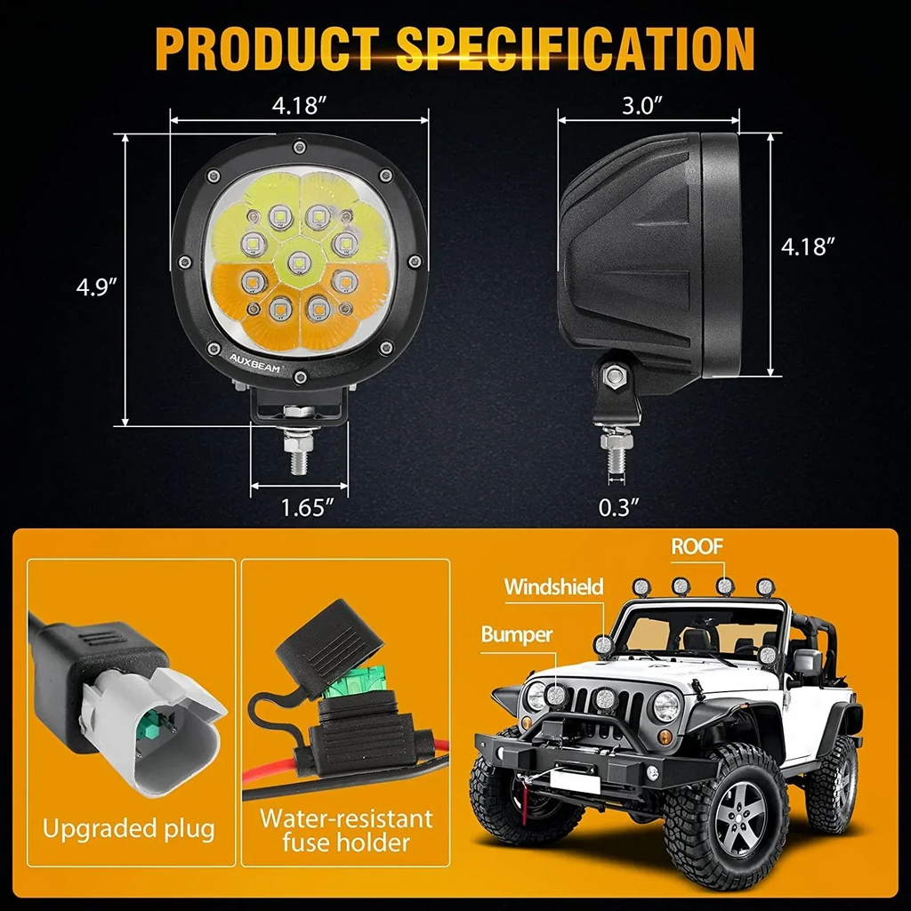 P4 Series | 4 Inch 90w 9000LM 6 Modes LED Pods Driving Lights