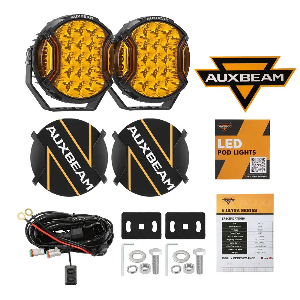 9 Inch 300W LED Side Shooter Driving Lights with Amber DRL | V-Ultra Series