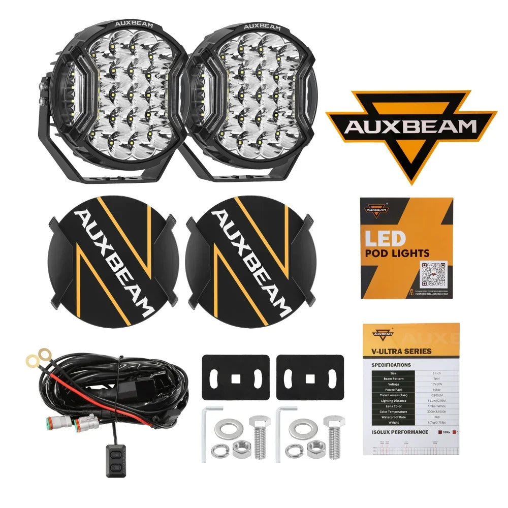 9 Inch 300W LED Side Shooter Driving Lights with Amber DRL | V-Ultra Series
