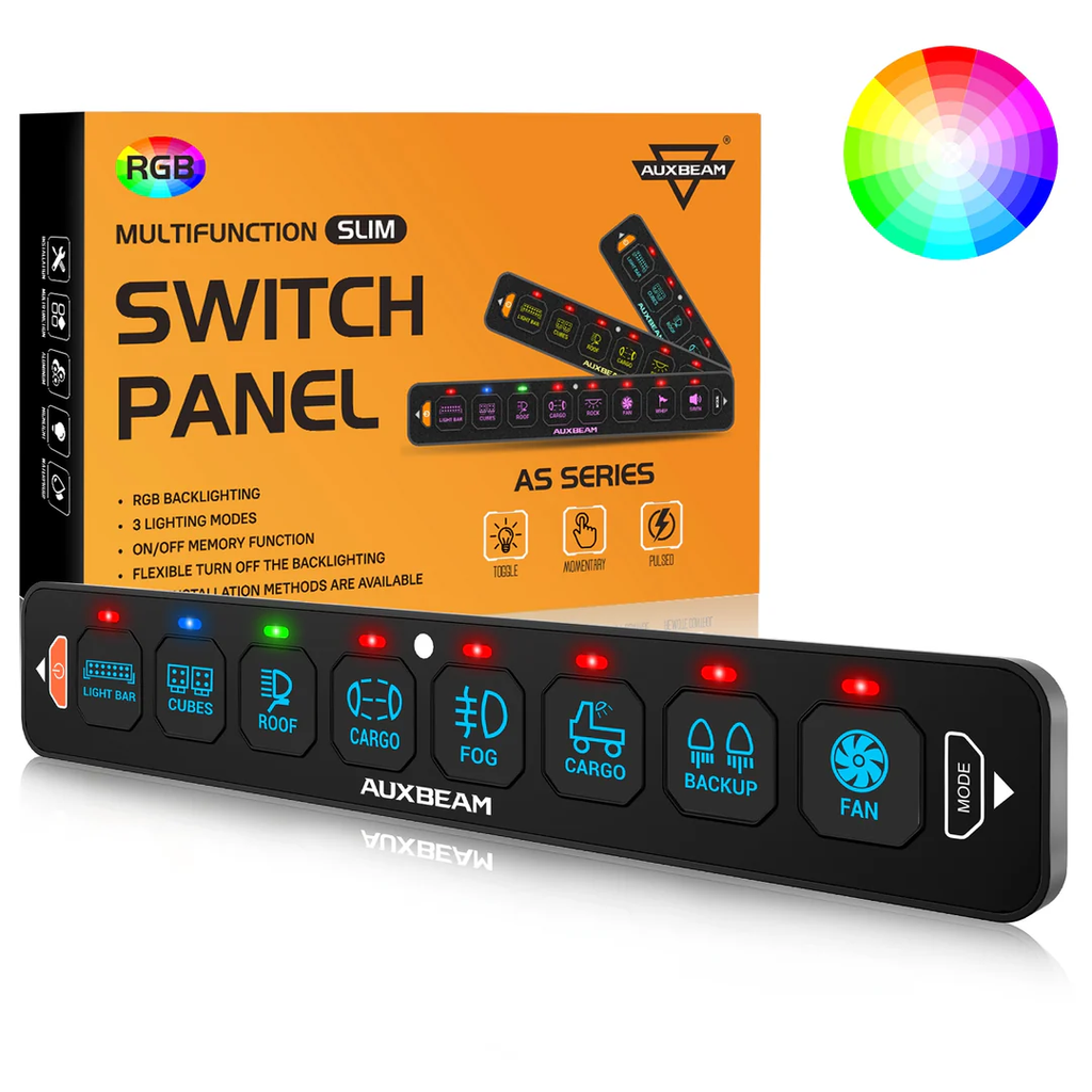 Auxbeam AS Series 8 gang caravan switch panel