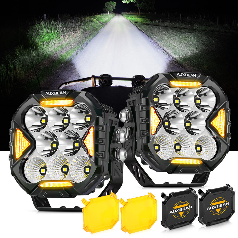 4 Inch Combo LED POD Lights Cube-Z Series | White DRL & Amber Turn signal Lights