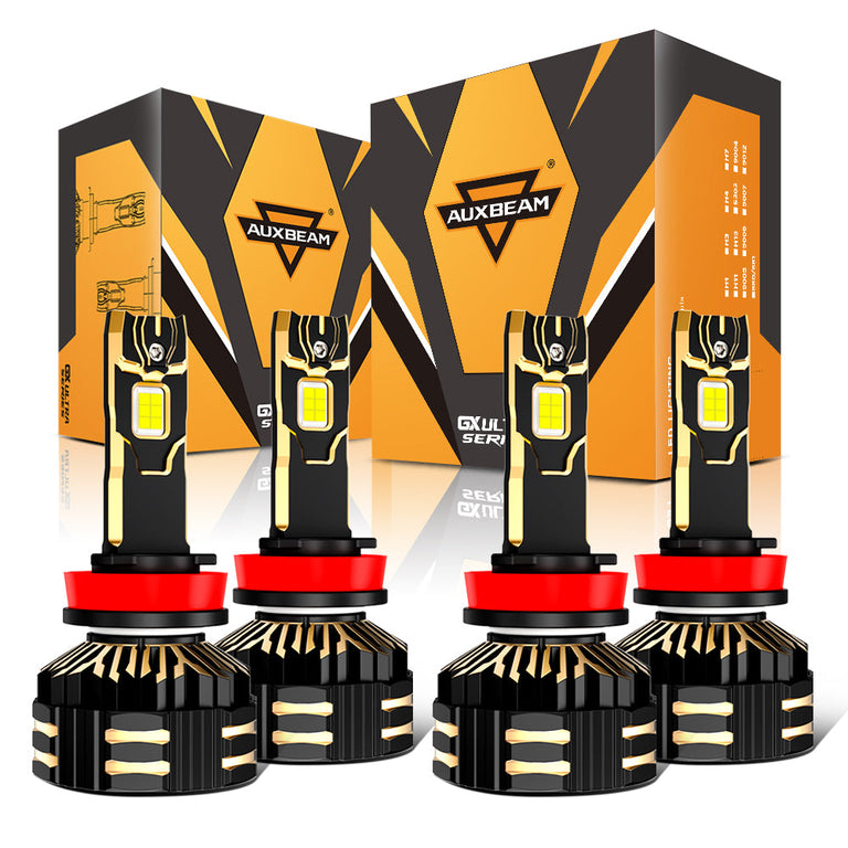 Auxbeam GX Ultra H11 LED headlight bulbs, 4-bulb pack with two boxes, 40000 lumens 240W, India