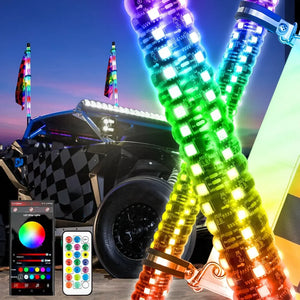 New LED RGB Whip Lights with Turn Signal & Brake Light With Bluetooth App Control