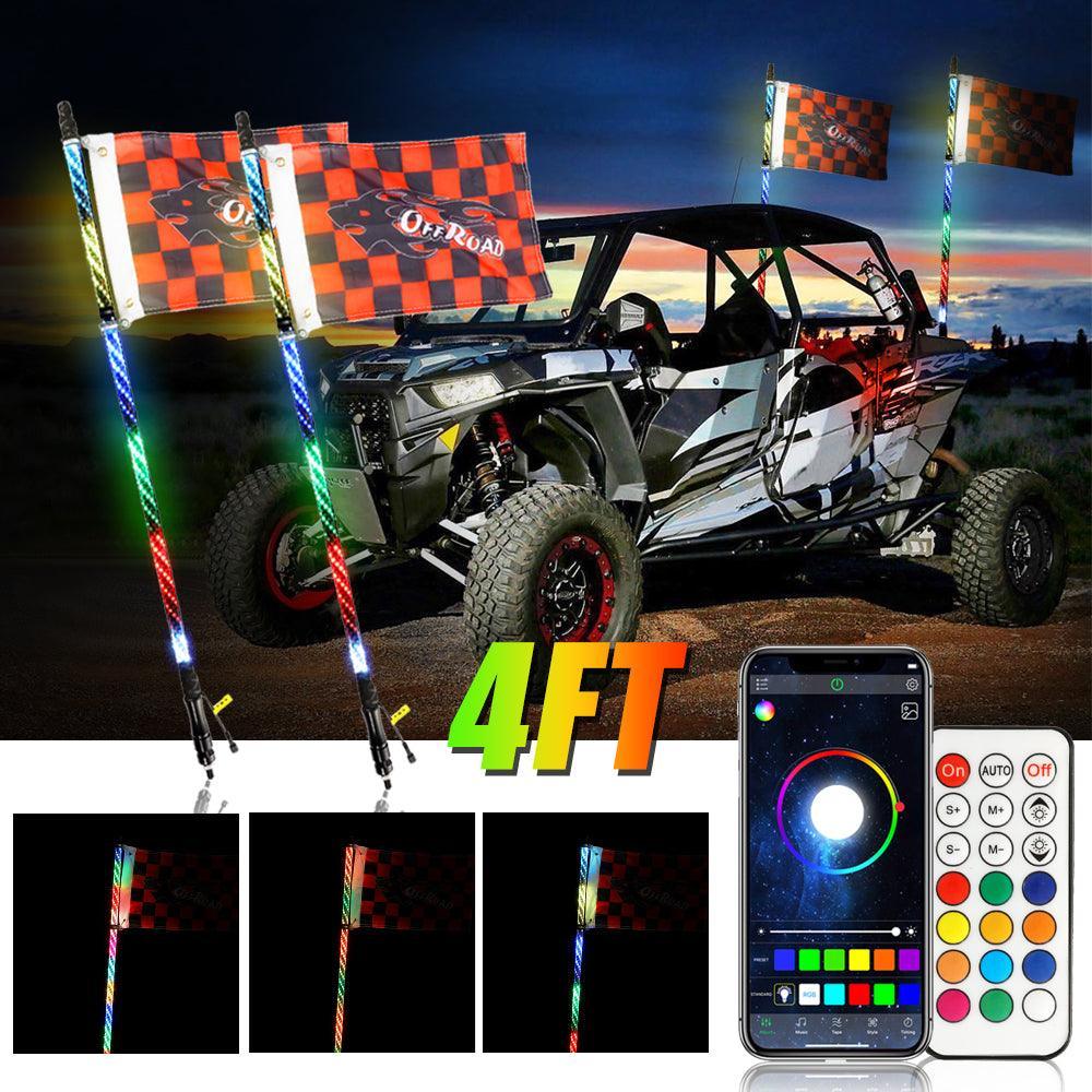 RGB LED Whip Light Rotating Color Changing Flag Pole With Bluetooh Controlled