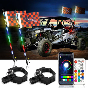RGB LED Whip Light Rotating Color Changing Flag Pole With Bluetooh Controlled