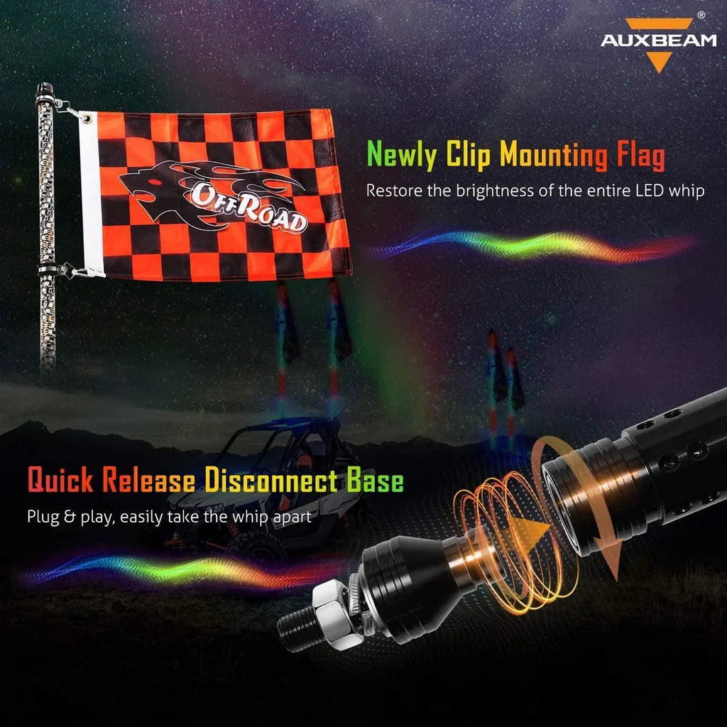 RGB LED Whip Light Rotating Color Changing Flag Pole With Bluetooh Controlled