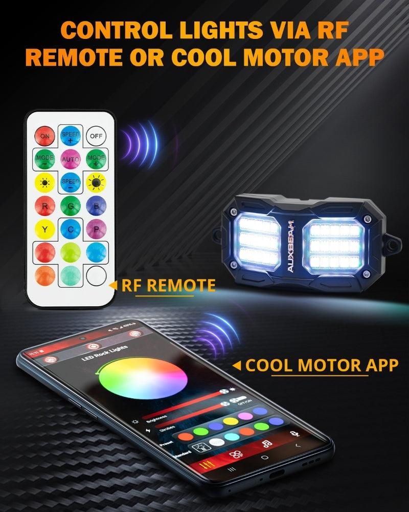 NEW VIBRANT SERIES | Upgraded RGB LED Rock Lights Kit Multicolor Neon Underglow Lights with Bluetooth APP & Remote Control