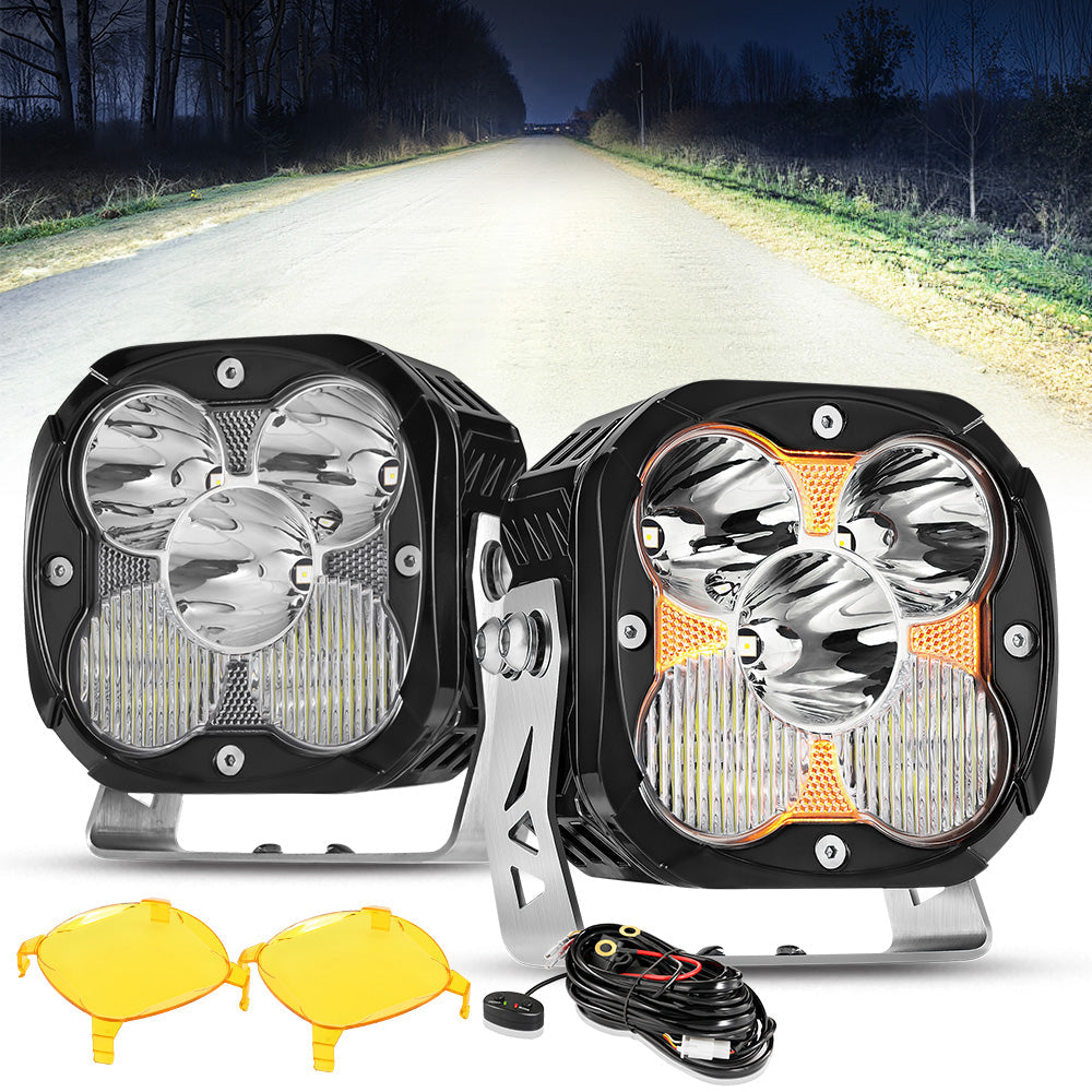 4.5 Inch 128 Watt LED Bike Lights With Additional Power Harness