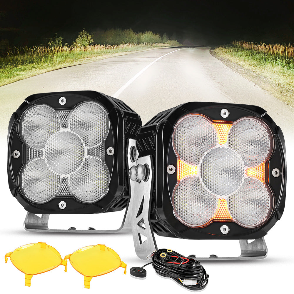 4.5 Inch 128 Watt LED Bike Lights With Additional Power Harness