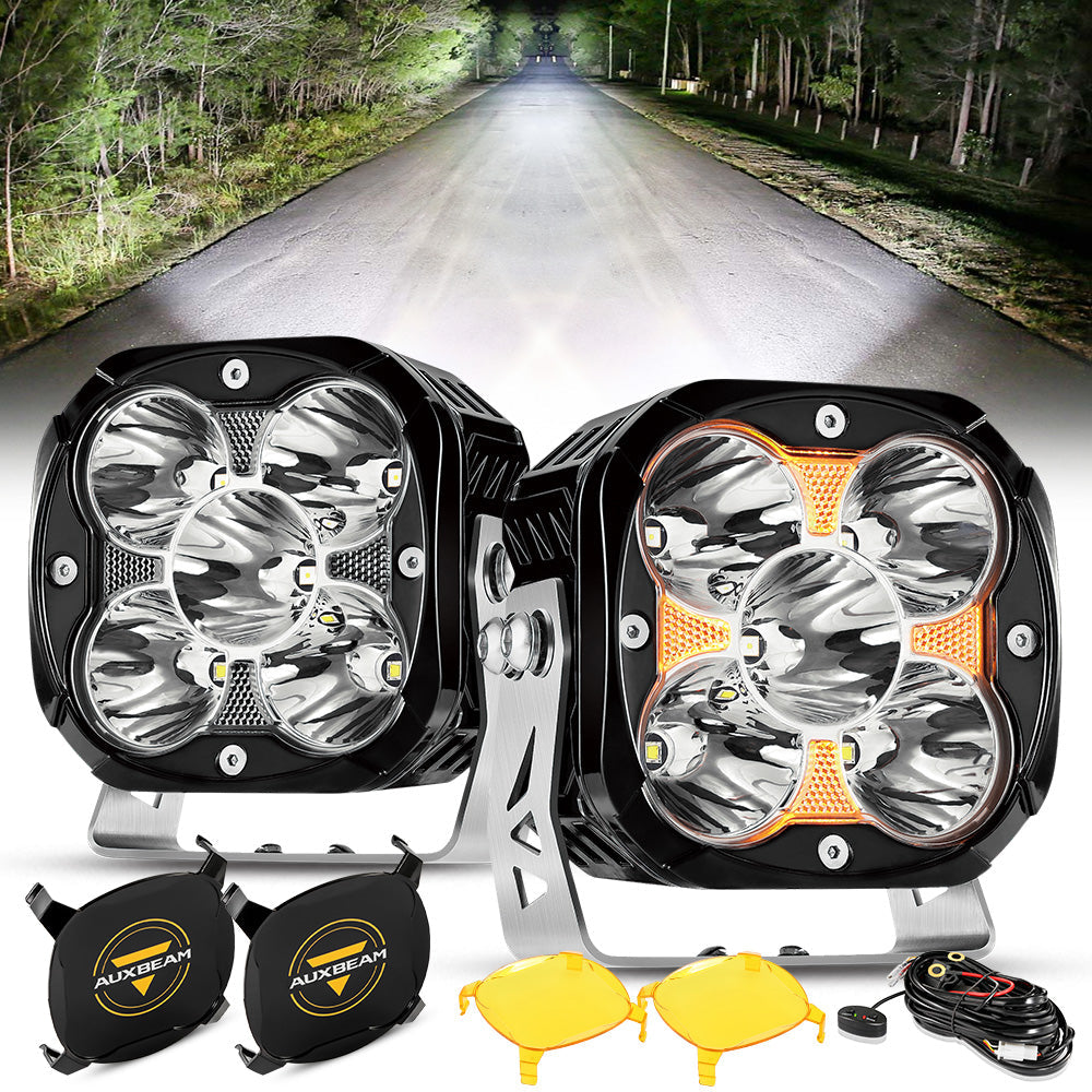 4.5 Inch 128 Watt LED Bike Lights With Additional Power Harness