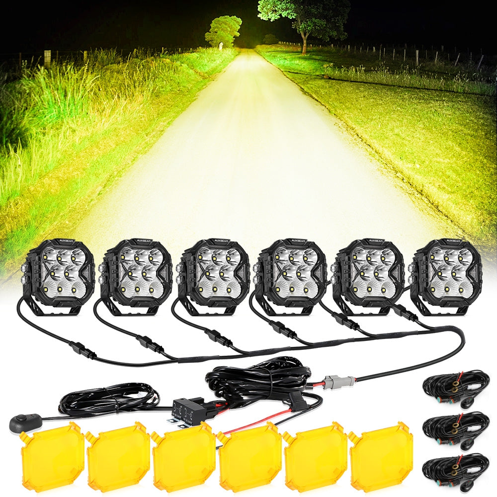 4 Inch Combo LED POD Lights Cube-Z Series | White DRL & Amber Turn signal Lights