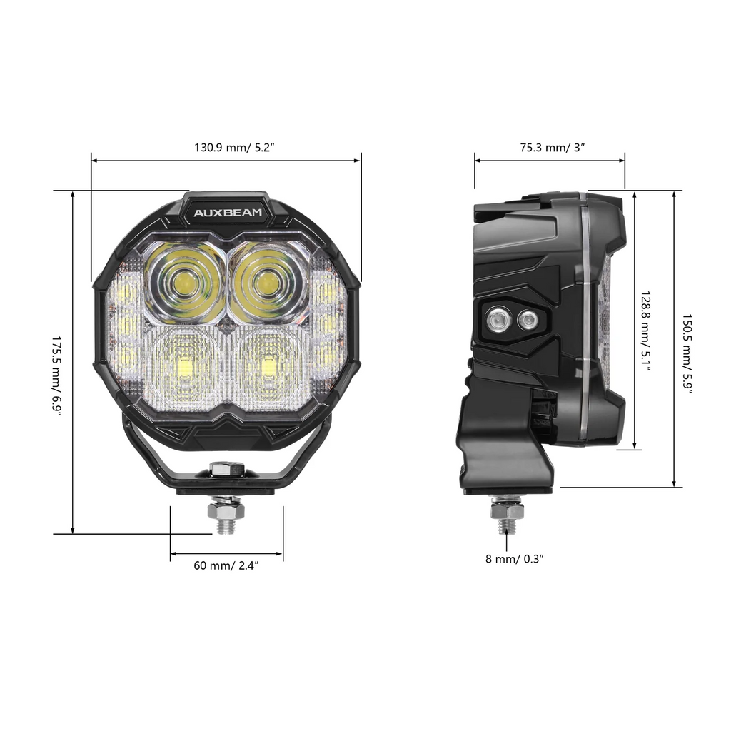MASTER-T Series 5" Combo Beam Round Off-Road Lights with Amber Backlight