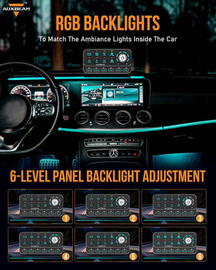 Auxbeam KS-80 RGB Knob Switch Panel 120A with 4 Modes