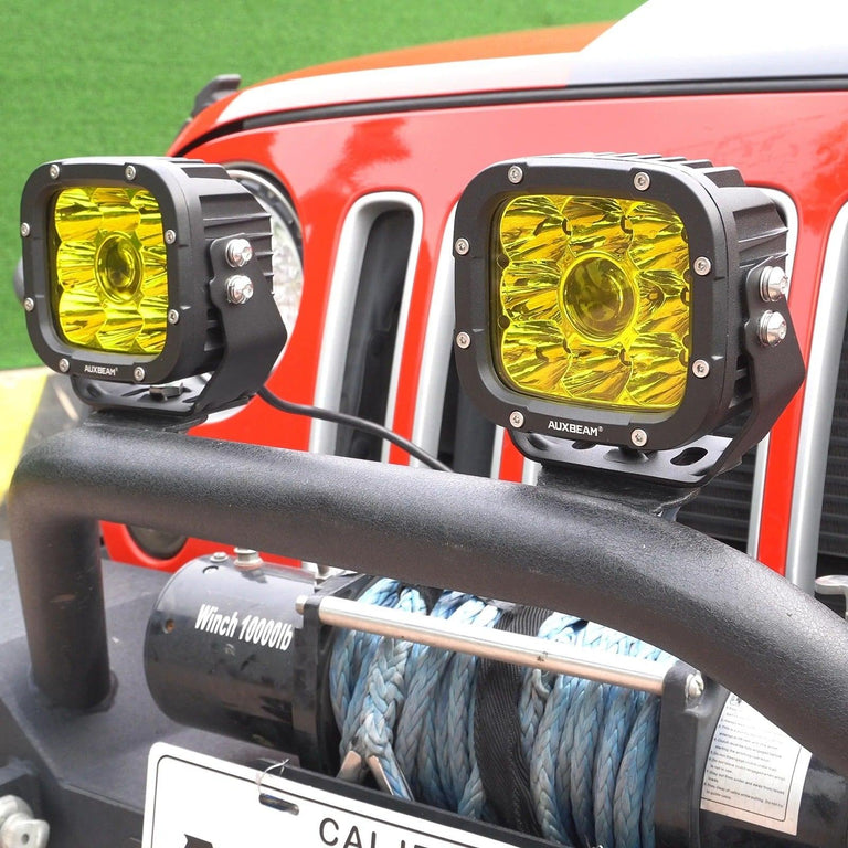 5 Inch 110W White&Amber LED Pod Lights With Additional Amber Covers - AUXBEAM INDIA