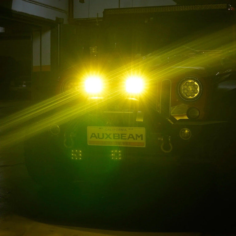5 Inch 110W White&Amber LED Pod Lights With Additional Amber Covers - AUXBEAM INDIA