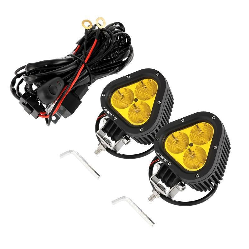4 Inch Triangle White/Yellow Spot LED Pod Light With Wiring Harness