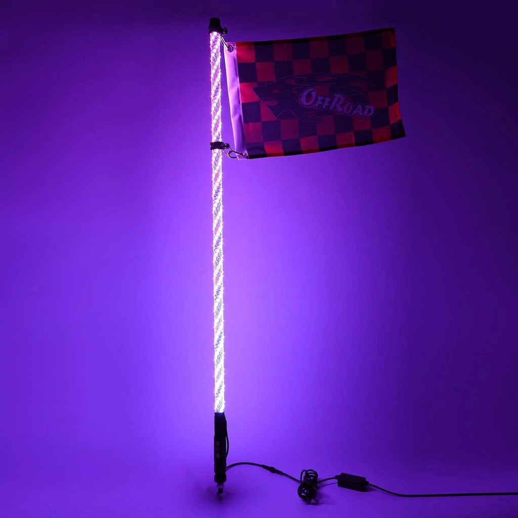 RGB LED Whip Light Rotating Color Changing Flag Pole With Bluetooh Controlled - AUXBEAM INDIA
