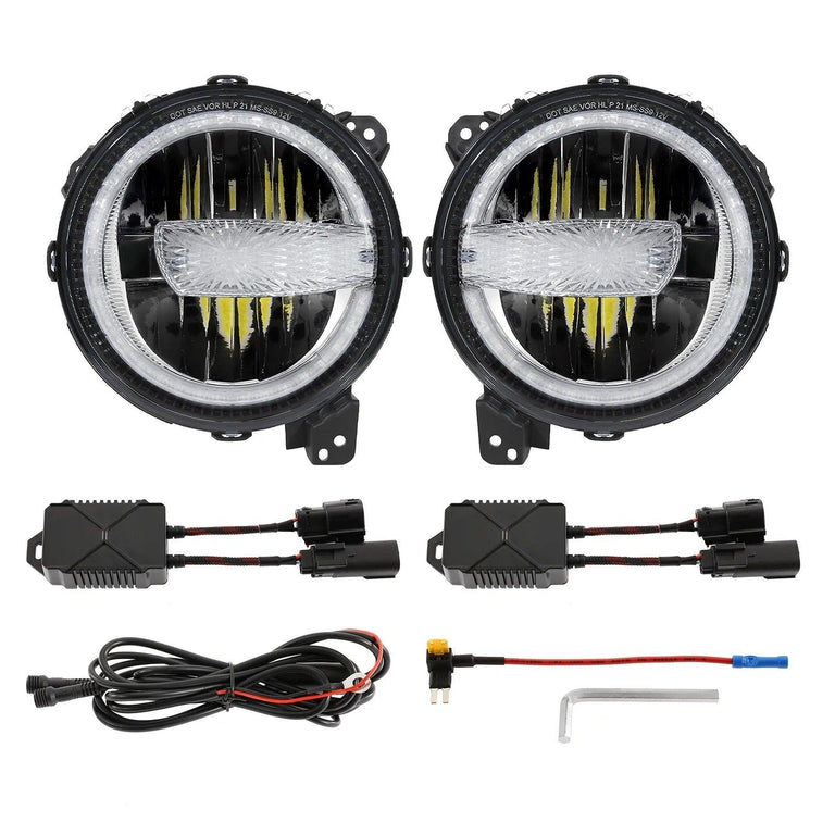 9 Inch 120W 9000 Lumens LED Headlights With Halo Ring DRL - AUXBEAM INDIA